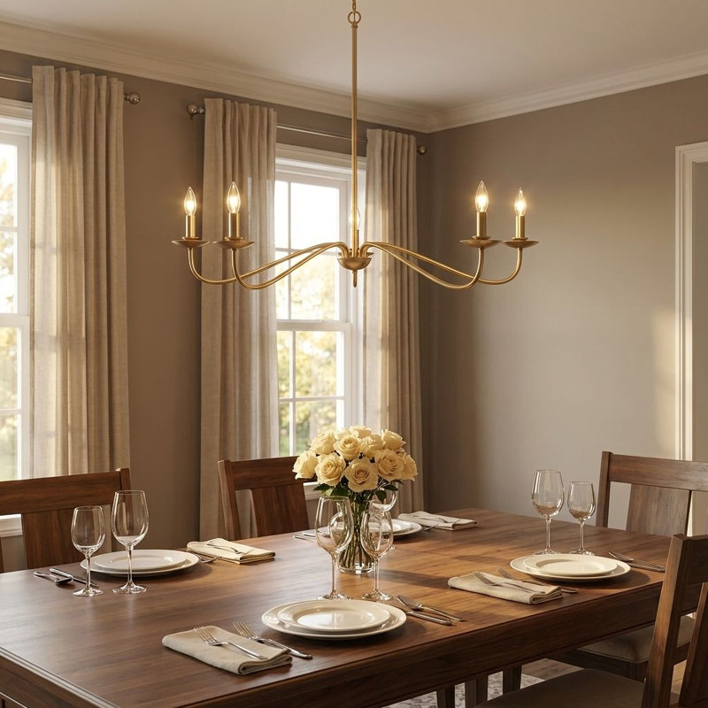 Amber Grass Chandelier 5灯 Birch Lane™ Abigeal 5-Light Dimmable Candle Style Chandelier